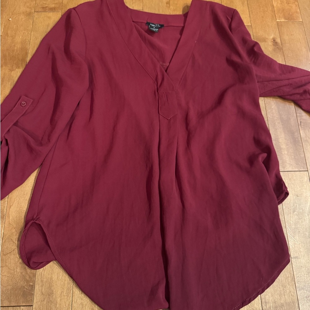 Rue21 Red Relaxed Buttoned Blouse